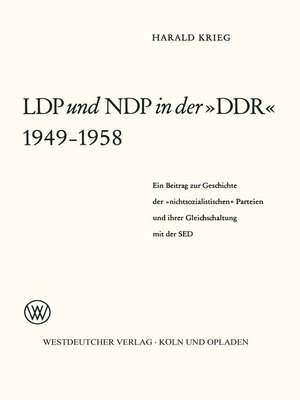cover image of LDP und NDP in der »DDR« 1949 – 1958